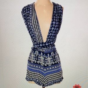 Blue Paisley Romper